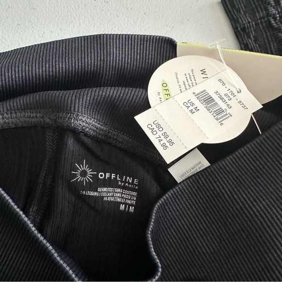 NWT Aerie Offline Seamless 7/8 Leggings Cable Ribbed Hi-Rise 2-Pair Size Medium - Picture 4 of 5